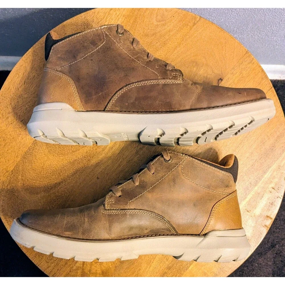 Skechers Doveno Molens Men's 10.5 EWW Leather Ankle Boots Memory Foam 66237EWW